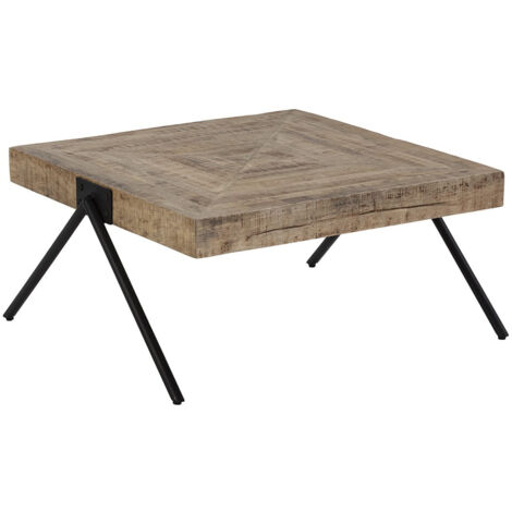 ECAMA - Table Basse Rectangulaire en Bois de Manguier et Métal Noir (1/4)