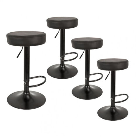 SMIDO - Lot de 4 Tabourets Réglables Simili Noir (1/4)