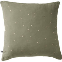 OUREA MOTIF - Taie d'Oreiller 60x60cm Gaze de Coton Romarin à Pois Dorés
