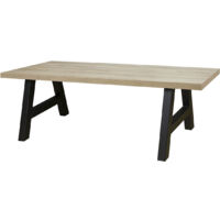 ARIZONA - Table 170cm Aspect Bois Arizona Oak Piètement Country Métal Noir
