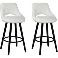 NIELS - Lot de 2 Tabourets Blancs