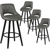 NIELS - Lot de 4 Tabourets Gris et Noirs