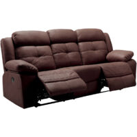 Altobuy – Canapé relax électrique 3 places chocolat – Revêtement tissu new Nobuck – Mécanisme relaxation électrique – Dimensions 217 x 90 x H104 cm