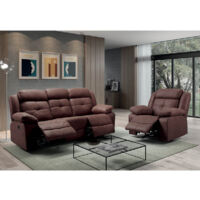 Altobuy – Canapé relax 3 places électrique chocolat – Tissu new Nobuck – Mécanisme d'inclinaison – Dimensions 217 x 90 x H104 cm