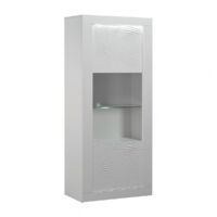 DAYTON WHITE - Vitrine 1 Porte Réversible Laquée Blanche et Leds