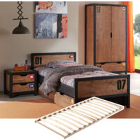 TCHAD - Chambre 90x200cm avec Sommier + Armoire 2 Portes