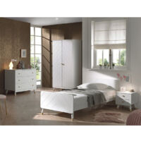 TINY WHITE - Chambre Complète 90x200cm + Armoire 2 Portes
