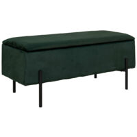 BLAIRE - Banc-Coffre Velours Vert Pieds Métal