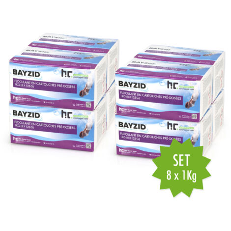 8x 1 kg BAYZID® Flockkartusche für Pools