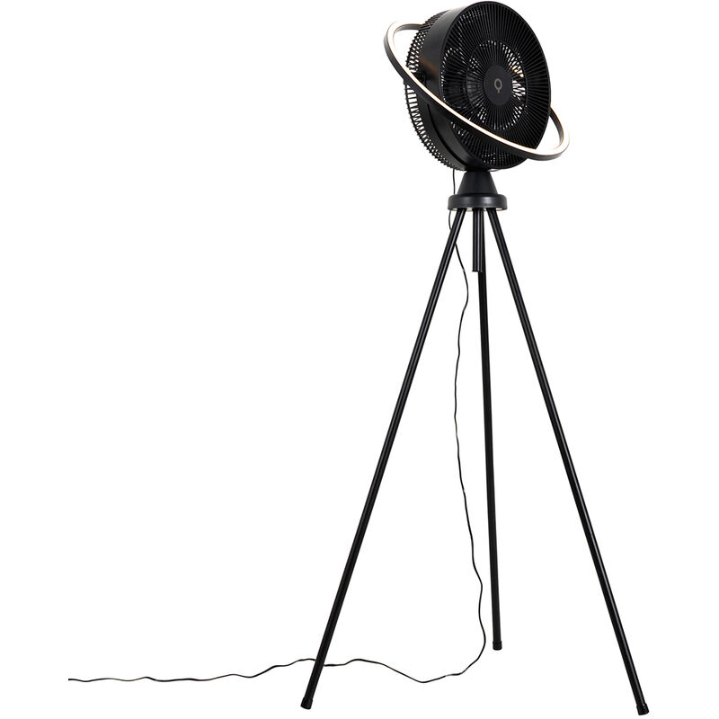 Floor fan tripod black incl. LED 3-step dimmable adjustable - Marleen 