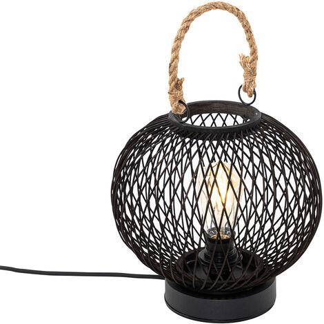 Rustic Outdoor Table Lamp Black Rattan - Calamus