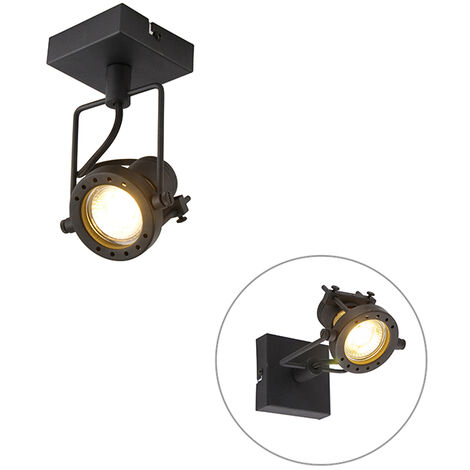 Industrial Ceiling Spotlight Black Adjustable GU10 50mm - Suplux