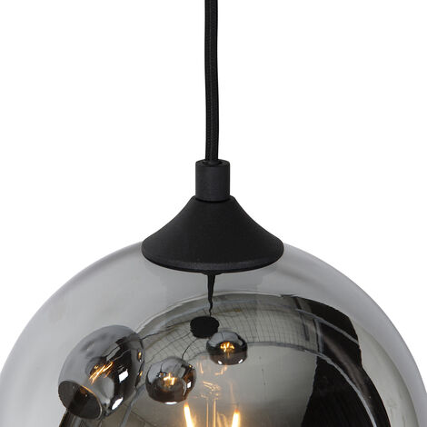 Smart Pendant Light Black With Smoke Glass Incl. 4 Wifi A60 - Wallace