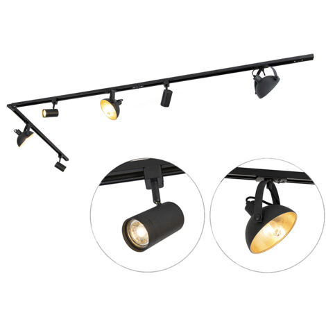 1-Phase Track Lighting with 6 Adjustable Black Spotlights - Magnax Jeana (1/4)