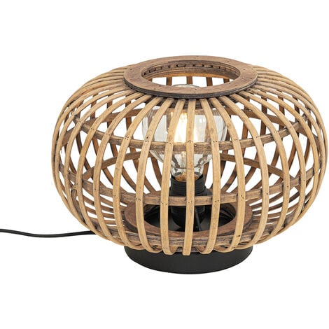 Oriental Table Lamp Black with Bamboo - Amira