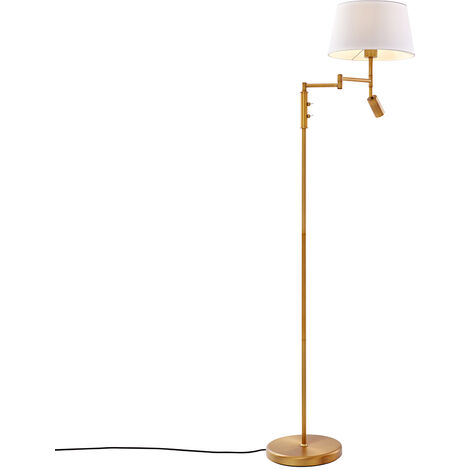 Floor Lamp Bronze with White Lampshade and Adjustable Reading Light - Ladas