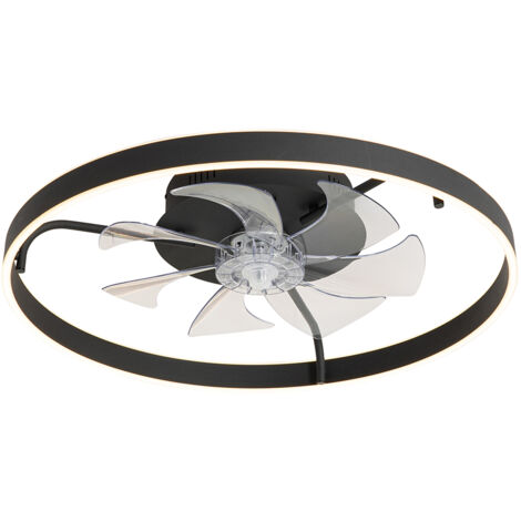 Ceiling Fan Black 70cm incl. LED Dimmable with Remote Control - Maddy