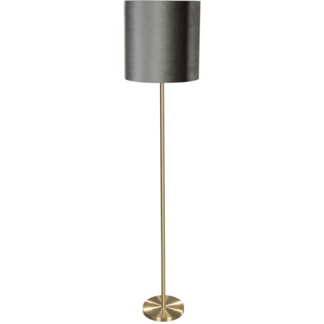 Floor Lamp Brass with Velvet Shade Green 40cm - Simplo (1/4)