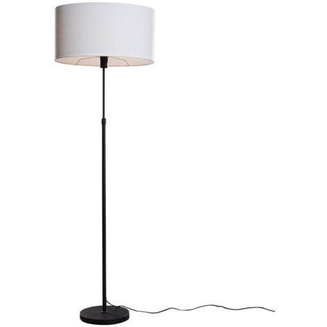 Floor Lamp Black with Oval Linen Shade White 50cm - Parte (1/4)