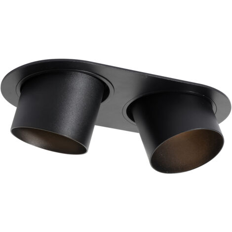 Round Recessed Spotlight Black GU10 70mm Tiltable 2-Light - Installa (1/4)