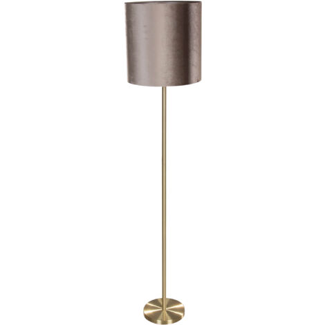 Floor Lamp Brass with Velvet Shade Taupe 50cm - Simplo (1/3)