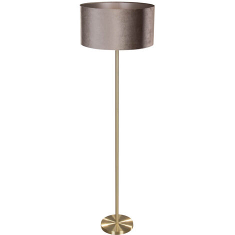 Floor Lamp Brass with Velvet Shade Taupe 50cm - Simplo (1/4)