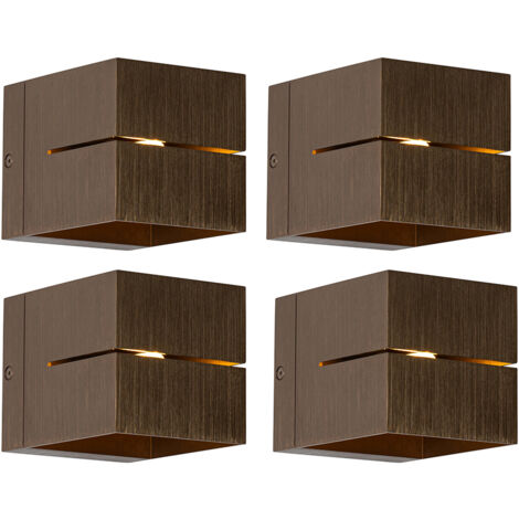 Set of 4 Smart Wall Lights Dark Bronze 9.7 cm Incl. WiFi G9 - Transfer ...