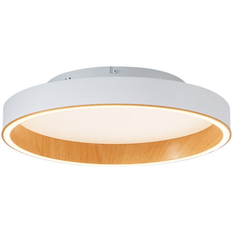 Design Ceiling Lamp White with Wood 40cm incl. LED 3-way switch - Ingo (1/5)