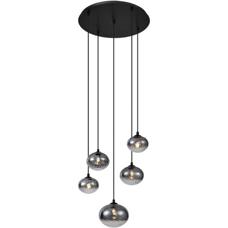 Modern Pendant Lamp Black with Smoke Glass - Jia (1/5)