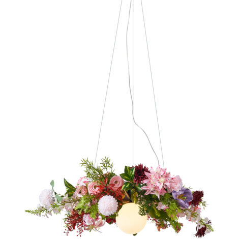 Bohemian Ceiling Lamp Black with Coloured Flowers Red and Pink - Flower Power