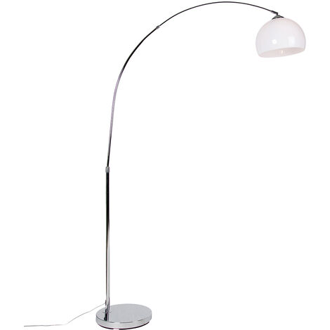 Modern Arc Lamp Chrome with White Lampshade - Arc Basic
