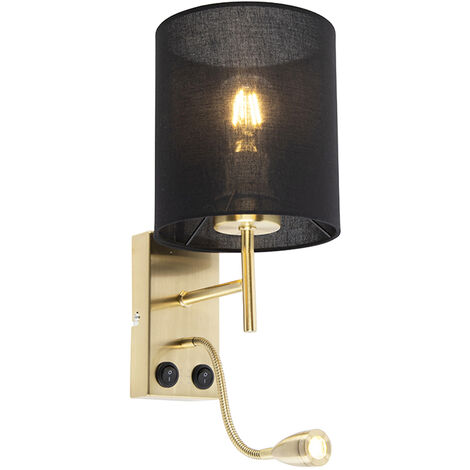 Art Deco Wall Light Gold with Black Cotton Shade - Stacca