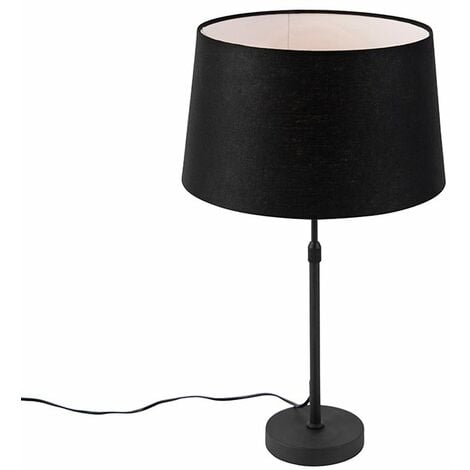 Table Lamp Black with Linen Lampshade Black 35 cm Adjustable - Parte