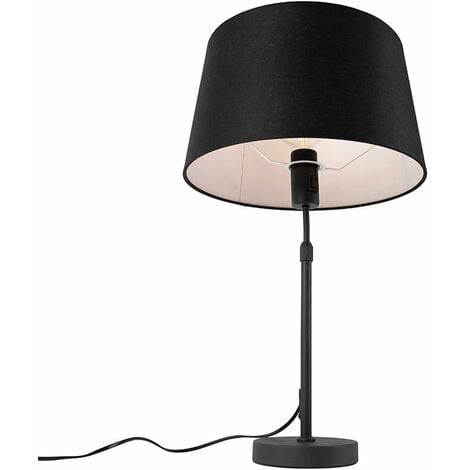 Table Lamp Black with Linen Lampshade Black 35 cm Adjustable - Parte