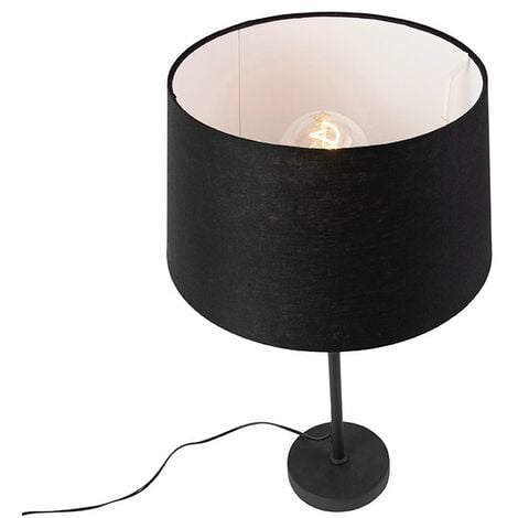 Table Lamp Black with Linen Lampshade Black 35 cm Adjustable - Parte