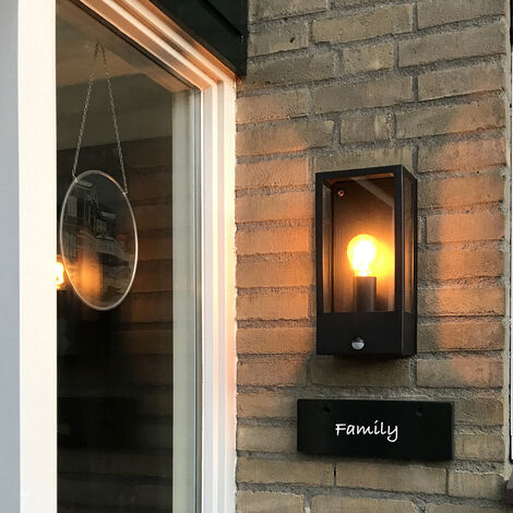 Outdoor Wall Light Black with Motion Sensor IP44 - Rotterdam