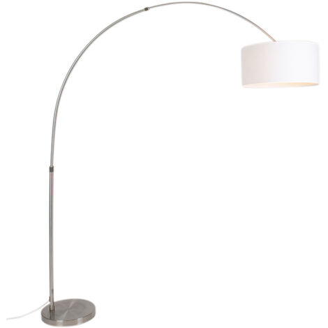 Arc Lamp Steel Fabric Lampshade White 50/50/25 Adjustable - XXL