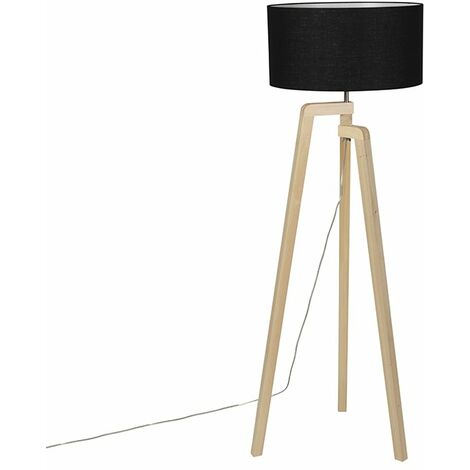 Modern Floor Lamp Wood with Black Lampshade 45 cm - Puros (1/4)