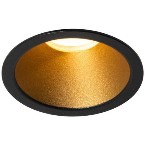 Modern Recessed Spotlight Black with Gold GU10 35mm IP44 - Dept (1/4)