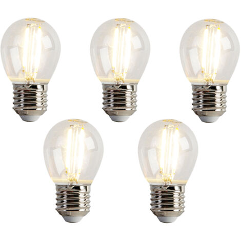 Set of 5 E27 LED Bulbs P45 Clear 2W 200lm 2700K (1/4)