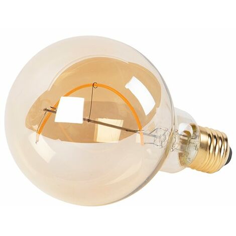 Set of 5 E27 dimmable LED spiral filament lamps G95 goldline