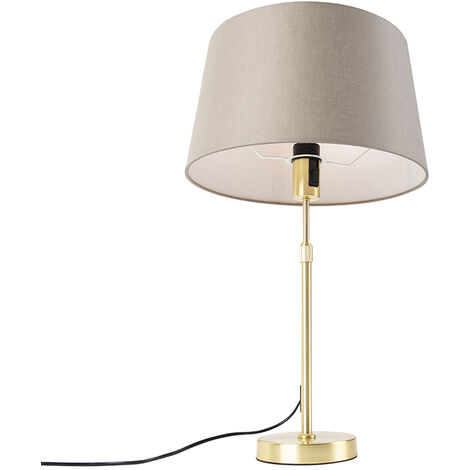 Table lamp gold / brass with velor shade black 25 cm - Parte