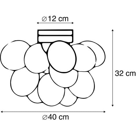 Design Ceiling Light Black with Smoke Glass 4-Light - Uvas