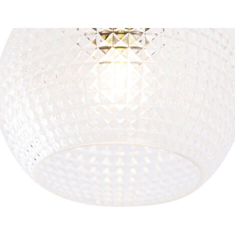 Art Deco Ceiling Lamp Brass with Clear Glass - Sphere