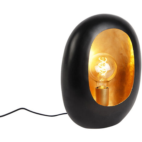 Design Table Lamp Black with Gold Interior 36 cm - Cova (1/4)