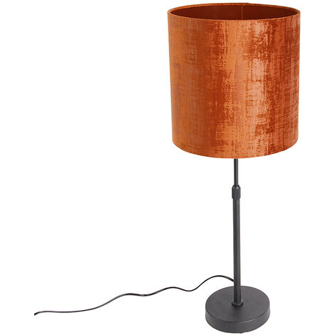 Table lamp black velvet shade red 25 cm adjustable - Parte