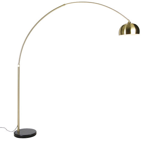 Arc Lamp Brass with Black Marble Base with Brass Lampshade - XXL