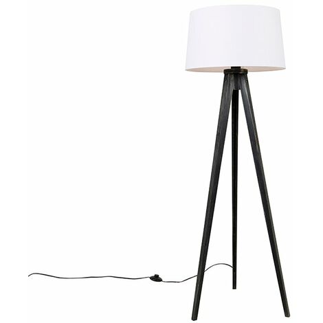 Tripod Black with Linen Lampshade White 45 cm - Tripod Classic (1/4)