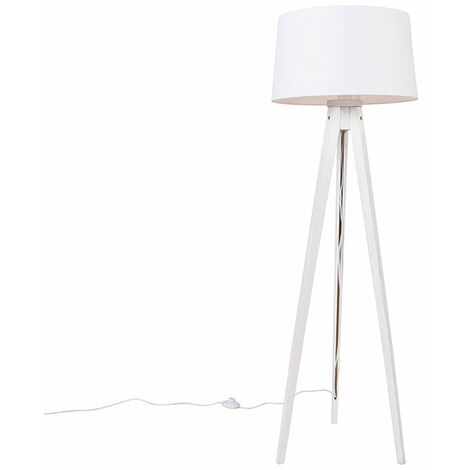 Modern floor lamp tripod white with linen shade white 45 cm - Tripod ...