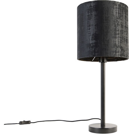 Modern Table Lamp Black with Black Lampshade 25 cm - Simplo
